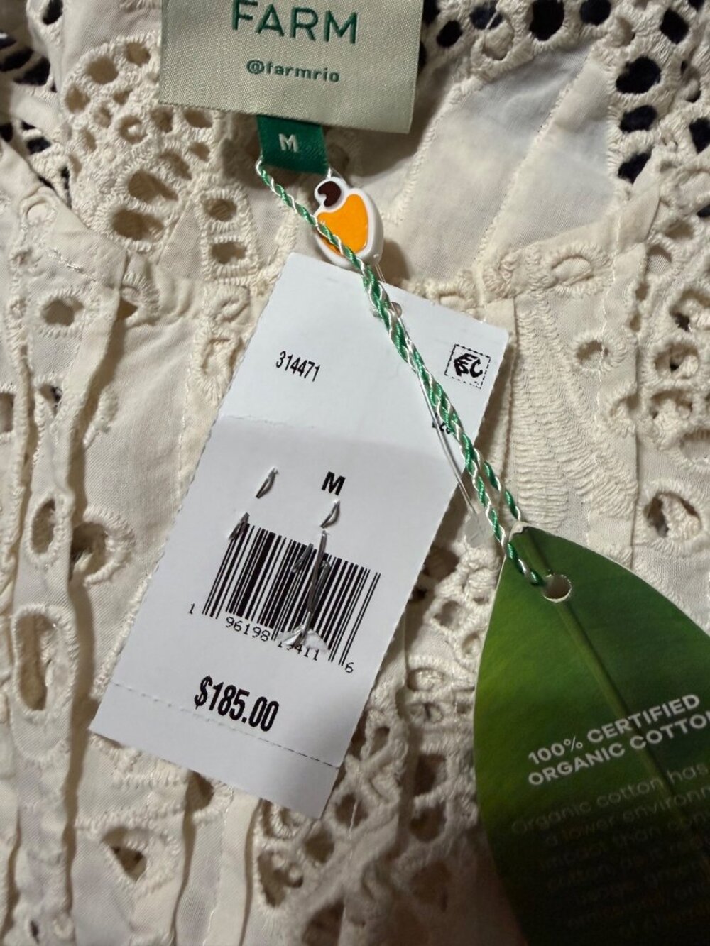 Farm Rio NEW $185 Palm Tree Richelieu Lace Blouse Medium - Picture 7 of 10